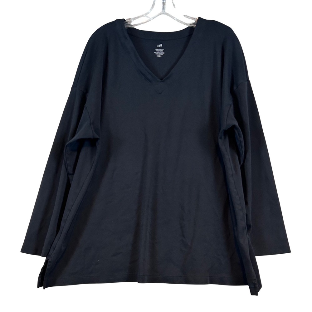 J.‎ Jill Simply Supima V-Neck Tunic Black Long Sleeve Cotton Top Plus Size 2X